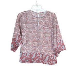 Roller Rabbit Floral Novelty Print 3/4 Sleeve Top Size XS